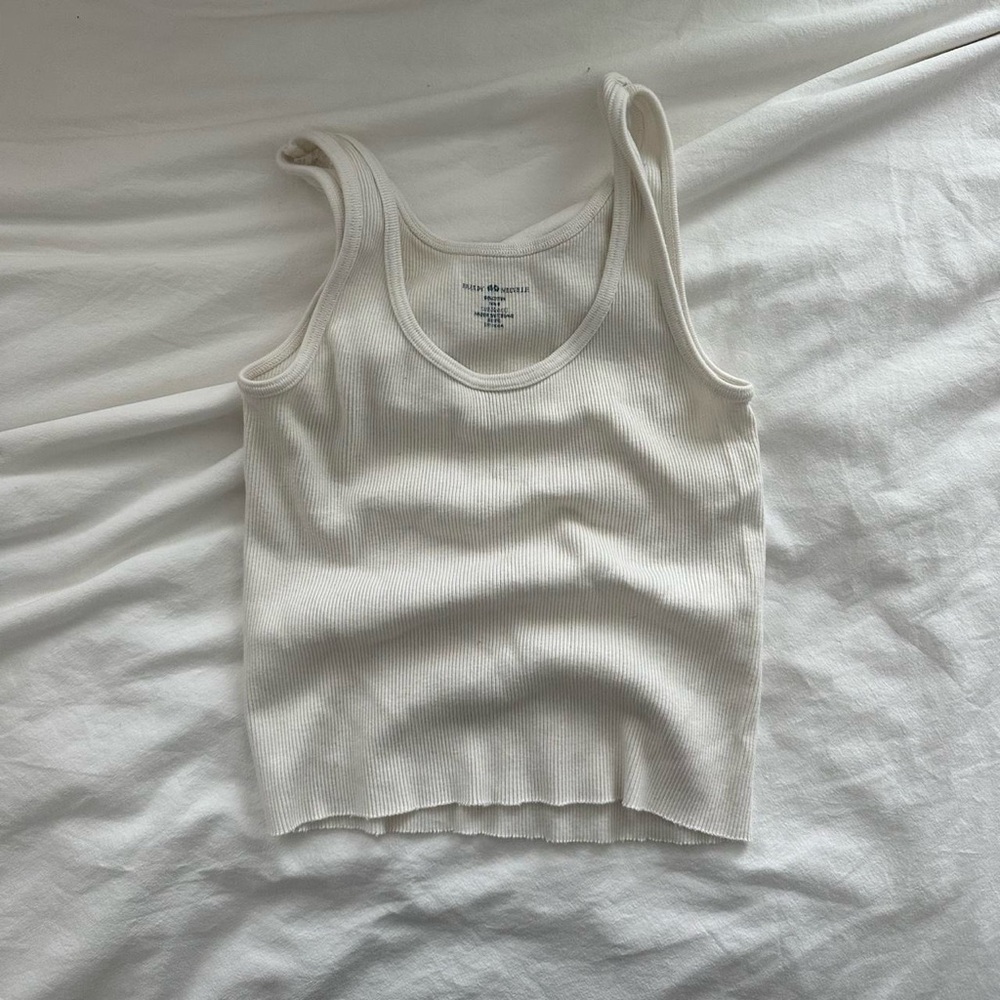Women's White Ribbed Tank Top